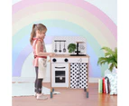 Philly Modern Wooden Kitchen Playset with Interactive Features and Adjustable Height Legs for kids child boys and girls, White/Wood