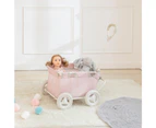Polka Dots Folding Princess Baby Doll Wagon, Stuffed Animal, My First Baby Doll Toy Storage Wagon Dolls Accessories