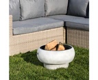 Round Charcoal and Wood Burning Fire Pit, Firepit with Spark Screen, Fireplace Poker, Grate, and BBQ Grill, Light Gray