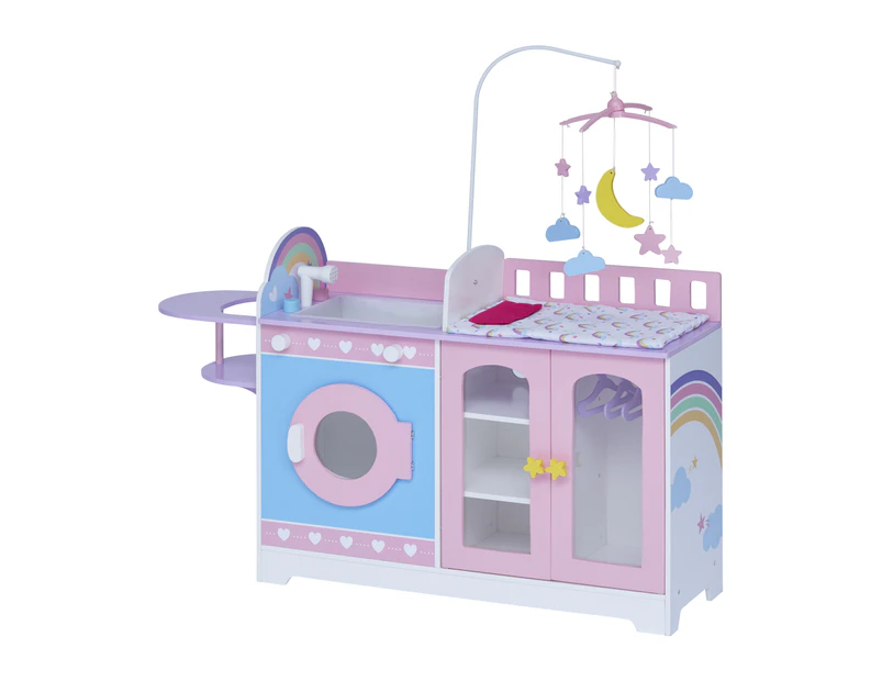 Olivia's Classic 6 in 1 Baby Doll Changing Station with Storage, Pretend Play Dolls Furniture, Pink / Purple