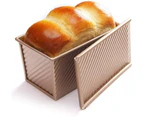 For 450g Dough Toast Bread Baking Pan Pastry Cake Bread Pan Mold Baking Pan with Lid(Gold Rectangle Wave)