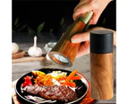 Salt and pepper grinder set, stainless steel manual pepper grinder, adjustable thickness-Acacia wood pepper mill (black marble)