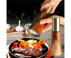 Salt and pepper grinder set, stainless steel manual pepper grinder, adjustable thickness-Acacia wood seasoning jar 55*55*173mm