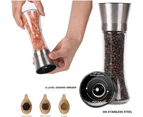 Salt and Pepper Grinder Set Refillable Premium Stainless Steel Sea Salt and Black Peppercorn Mill Set with Adjustable Coarseness Family Daily-Medium Set