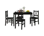 Black Dining Table And Chairs Set of 4 Kitchen Solid Pine Wood Furniture Square 108x65x73cm