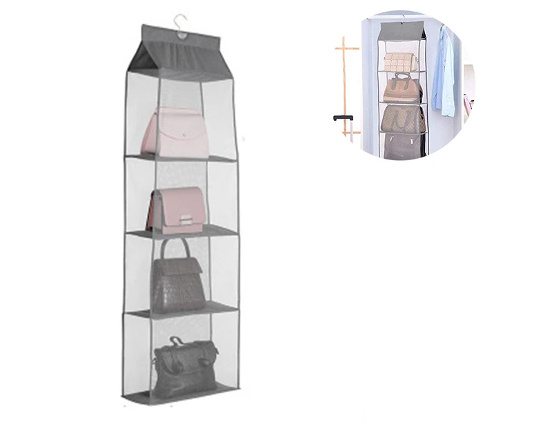 HOMEWE Detachable Hanging Handbag Purse Organizer for Closet, Purse Bag  Storage Holder for Wardrobe Closet with 4 Shelves Space Saving Purse  Organizers - Grey