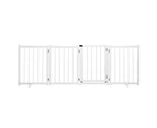 Pet Safety Gate 4 Panel Puppy Playpen Wood Enclosure Security Fence Freestanding Dog Stair Doorway Tall Barrier with Door Indoor Foldable