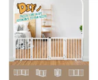 Pet Safety Gate 4 Panel Puppy Playpen Wood Enclosure Security Fence Freestanding Dog Stair Doorway Tall Barrier with Door Indoor Foldable