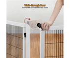 6 Panel Pet Safety Gate Dog Enclosure Playpen Wood Security Fence Puppy Stair Doorway Barrier Freestanding with Door Indoor Foldable