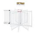 Pet Safety Gate 4 Panel Puppy Playpen Wood Enclosure Security Fence Freestanding Dog Stair Doorway Tall Barrier with Door Indoor Foldable