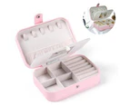 HOMEWE Travel Jewelry Box, Portable Jewelry Box with Mirror, Jewelry Box for Necklaces, Bracelets, Rings, Earrings - Pink