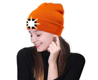 HOMEWE Unisex LED Beanie Hat with Light, Winter Knit Lighted Headlight Hats Headlamp Cap Gift for Men and Women - Orange