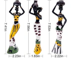 3 Pcs Set African Women Figure Art Statues,Girls Tribal Lady Statue,Yellow