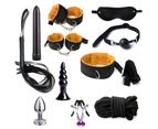 11Pcs/Set Sexy Bondage Whip Handcuffs Anal Plug Sex Toys Kit Adult Game Tools-Black