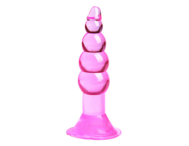 Unisex Pleasure Flexible Beads Anal Sex Toy Butt Plug Insert with Suction Cup-Pink