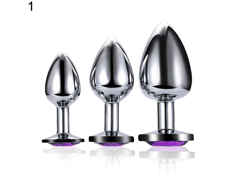 3 Pcs Small Medium Large Stainless Steel Anal Plug Dildo Sex Butt Plug for Women-Dark