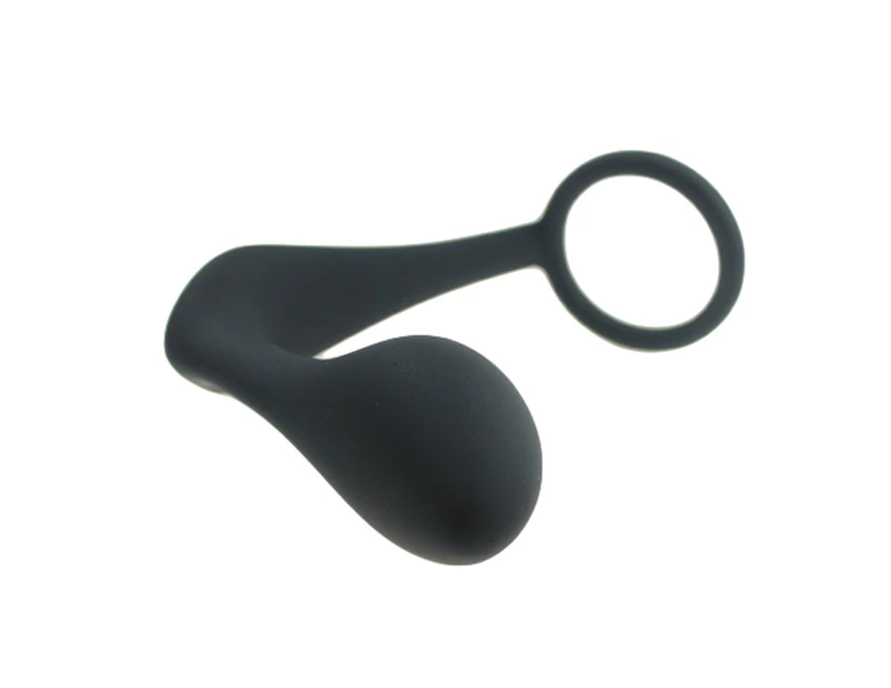 Silicone Men\'s Prostate Massager P-spot Anal Butt Plug Cockring Male Sex Toy-Black