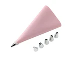 2x Silicone Piping Bags And Stainless Steel Nozzle Tips Pink