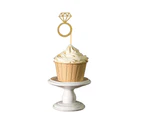 50 Pack Cupcake Toppers Gold Glitter Mini Diamond Ring Cakes Toppers for Marriage Engagement Anniversary