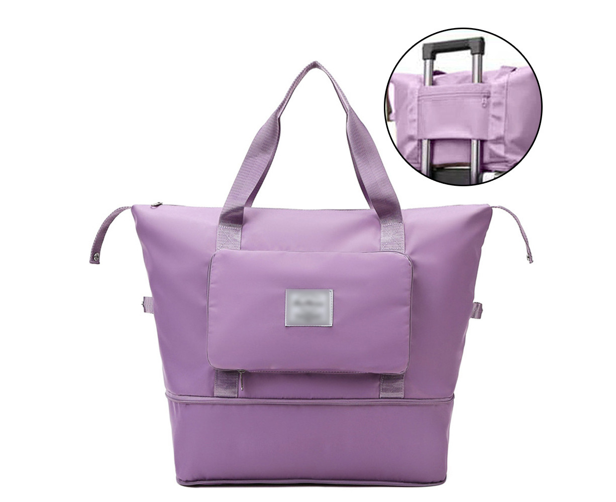 Large Capacity Folding Travel Bag,Travel Lightweight Waterproof Foldable Carry Luggage Duffle Tote Bag Gym Sports Carry-on Bags Folding Travel Bag Purple 
