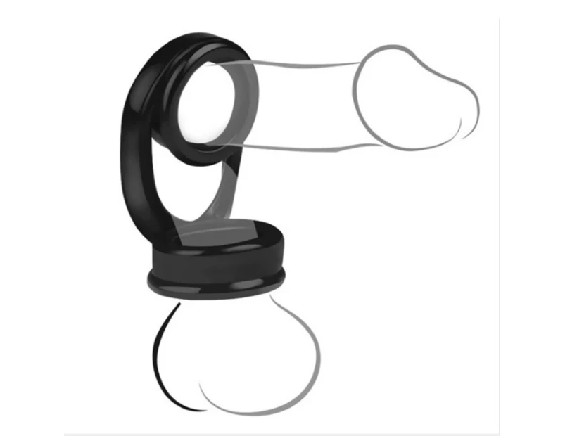 Male Soft Flexible Dildo Penis Lock Scrotum Ring Delay Ejaculation Adult Sex Toy-Black