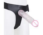 Women Couple Masturbation Suction Cup Wearable Realistic Dildo Adult Sex Toy-Black