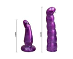 Double Ended Strap On Dildo Penis Women Lesbian Couples Sex Toy Adult Products-Black + Purple