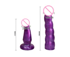 Double Ended Strap On Dildo Penis Women Lesbian Couples Sex Toy Adult Products-Black + Purple