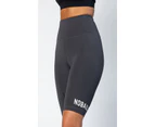 NOBAILCO LADIES EVOLVE ACTIVE BIKER SHORTS / QUICK DRY MUSCLE CONTROL ACTIVEWEAR TRAINING RUNNING ATHLETIC GYM JOGGING PHONE POCKET - Slate