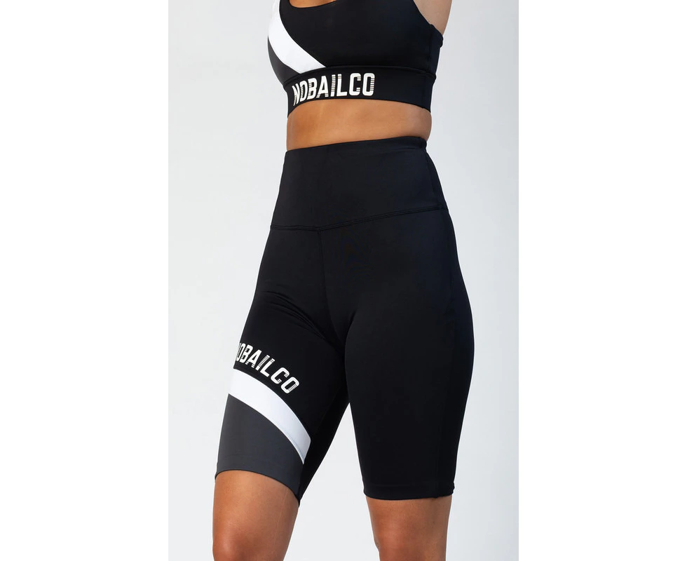 NOBAILCO LADIES PANELLED / MAXIMAL MEDIUM SUPPORT CROP TOPS / QUICK DRY MUSCLE CONTROL ACTIVEWEAR TRAINING RUNNING ATHLETIC GYM JOGGING YOGA PILATE - Black