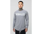 NOBAILCO MEN'S ACTIVE RELENTLESS LONG SLEEVE COMFORT STRETCH ACTIVEWEAR TEE / CREW NECK QUICK DRY T-SHIRT RUNNING GYM ATHLETIC THUMBHOLE - Grey Marle