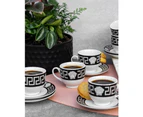 The House of Florence Medusa 12 Piece 80ml Espresso Cup Set Black and Silver