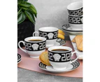 The House of Florence Medusa 12 Piece 80ml Espresso Cup Set Black and Silver