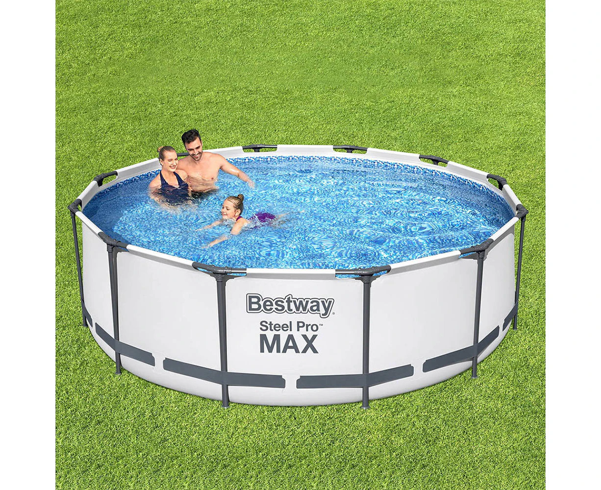 Bestway Swimming Pool 366x100cm Steel Frame Round Above Ground Pools w/ Filter Pump 9150L