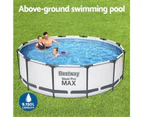 Bestway Swimming Pool 366x100cm Steel Frame Round Above Ground Pools w/ Filter Pump 9150L