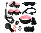 10Pcs/Set SM Game Restraint Bondage Whip Handcuffs Adult Couple Sex Toys Tools-Black