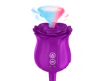 Practical Sucking Vibrator 7 Vibrating Modes Silicone Rose Shape Magnetic Vagina Vibrator Female Masturbation-Purple
