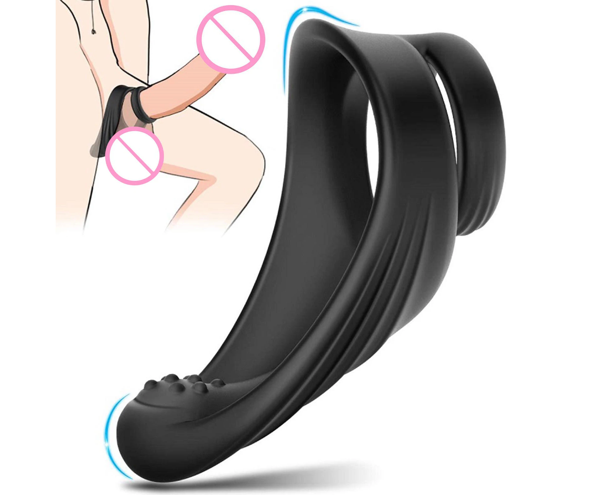 Stretchy Silicone Harder Stronger Erection Enhancing Dual Penis Ring Adult Toy