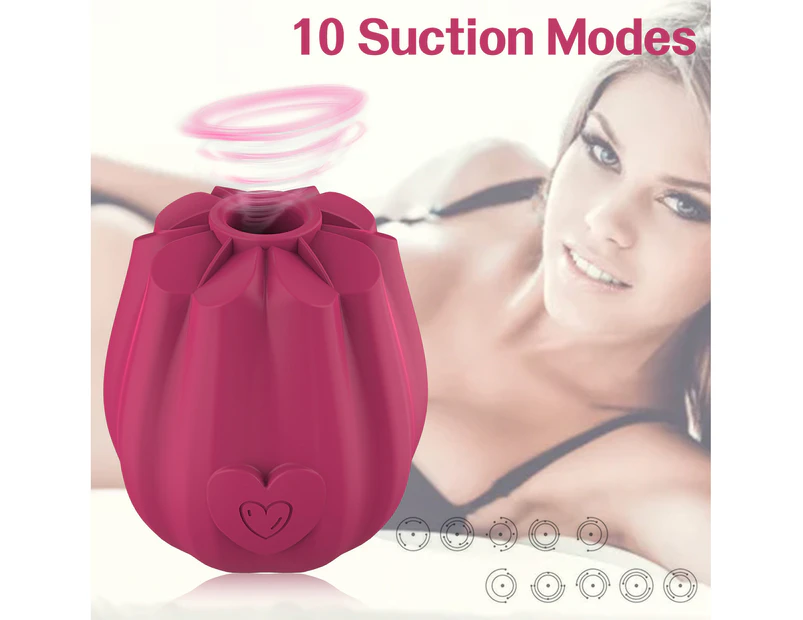 Sucking Vibration Massager Rose Lightweight Silicone Clit Stimulator Masturbation Sucker Adult Product-Rose Red