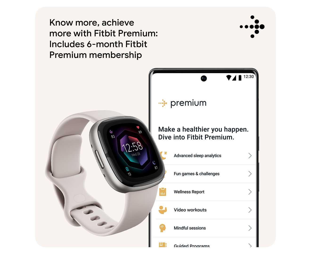 PC/タブレット PC周辺機器 Fitbit Sense 2 Health & Fitness Smartwatch - Lunar White/Platinum 