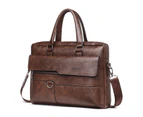 Luxury Designer Men handbag PU Leather Business Handbag messenger bag 15.6 Inches Laptop Bag Fashion Male Shoulder Bags - Dark brown
