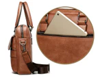 Luxury Designer Men handbag PU Leather Business Handbag messenger bag 15.6 Inches Laptop Bag Fashion Male Shoulder Bags - Dark brown