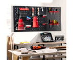 Costway 3PCs Pegboard Wall Organizer Board Kit Metal Toolboard Wall Hanging Rack w/25 Accessories Kitchen Garage