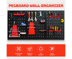 Costway 3PCs Pegboard Wall Organizer Board Kit Metal Toolboard Wall Hanging Rack w/25 Accessories Kitchen Garage