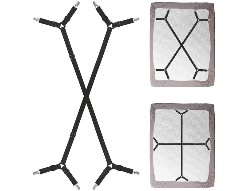 One Set Adjustable Bed/Fitted Sheet Straps Suspenders Gripper/Holder