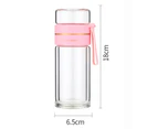 Double Wall Glass Tea Infuser Bottle Tea Tumbler With Infuser Portable Tea Bottle For Loose Tea Travel Tea Mug With Strainer Dual-use Tea Cup - Pink