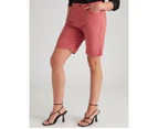 Rockmans Mid Thigh Solid Colour Prism Shorts - Womens - Dark Rose