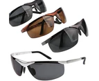 MenCool Fashion Police Metal Frame Polarized Sunglasses Driving Glasses-Black