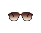 Women Sunglasses Large Frame Square Retro Simple Style Cool Sun-resistant Solid Color UV Protection Adults Sunglasses for Outdoor-H