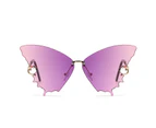 Women Sunglasses Butterflies Shape Rimless Ultra-light Clear Lens Gifts Sun-resistant Photo Props Anti-UV Ladies Fashion Sunglasses for Daily Life-Purple